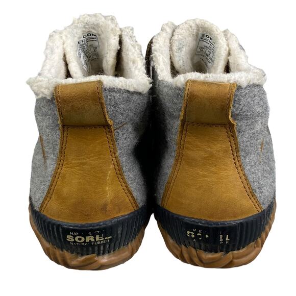 Sorel Women's Out N About Grey Leather Rain Duck Boot Size US 10 - Picture 8 of 11